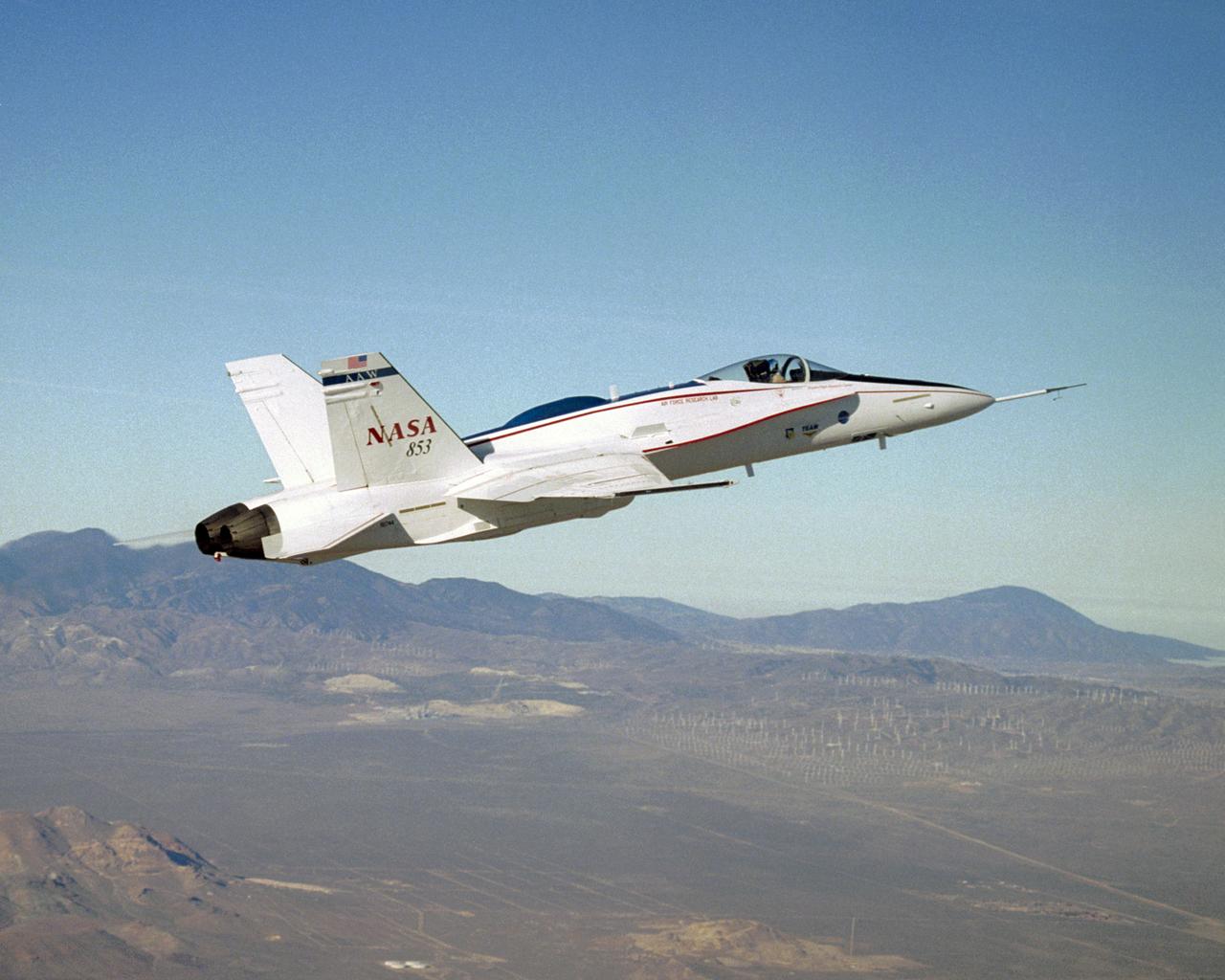 NASA's Active Aeroelastic Wing F/A-18 resumed flight tests in the second phase of the program at the Dryden Flight Research Center in early December 2004.