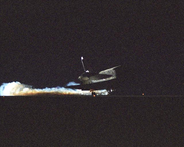 Space Shuttle Discovery landed at NASA's Dryden Flight Research Center at 5:11 a.m., following the very successful 14-day STS-114 return to flight mission