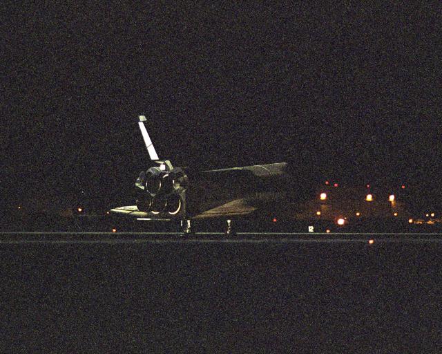 Space Shuttle Discovery landed at NASA's Dryden Flight Research Center at 5:11 a.m., following the very successful 14-day STS-114 return to flight mission