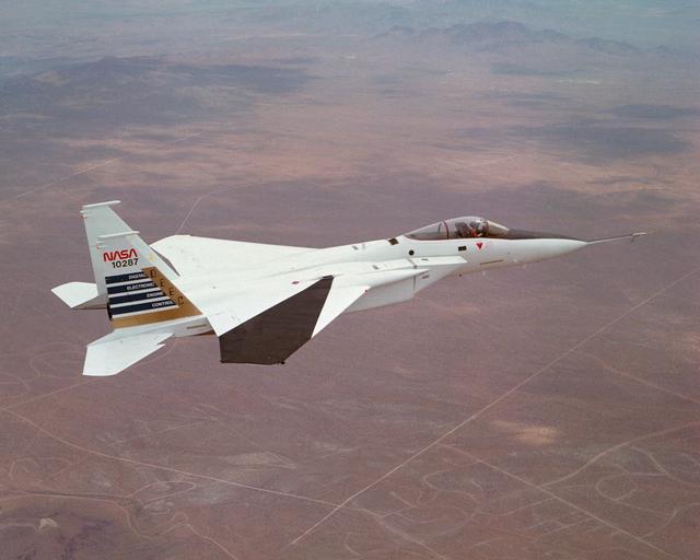 Digital Electronic Engine Control F-15A #287 in flight over California City, CA.