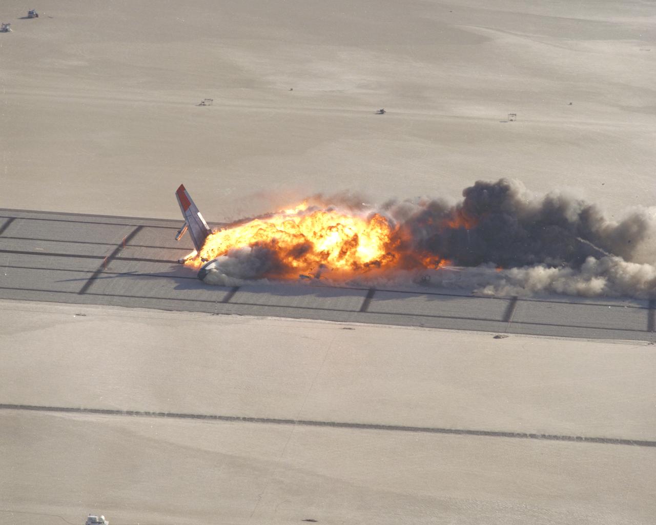 CID (Controlled Imact Demonstrator) Aircraft fireball after wing cutter impact.