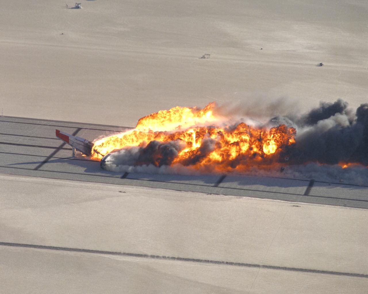CID (Controlled Imact Demonstrator) Aircraft fireball after wing cutter impact.
