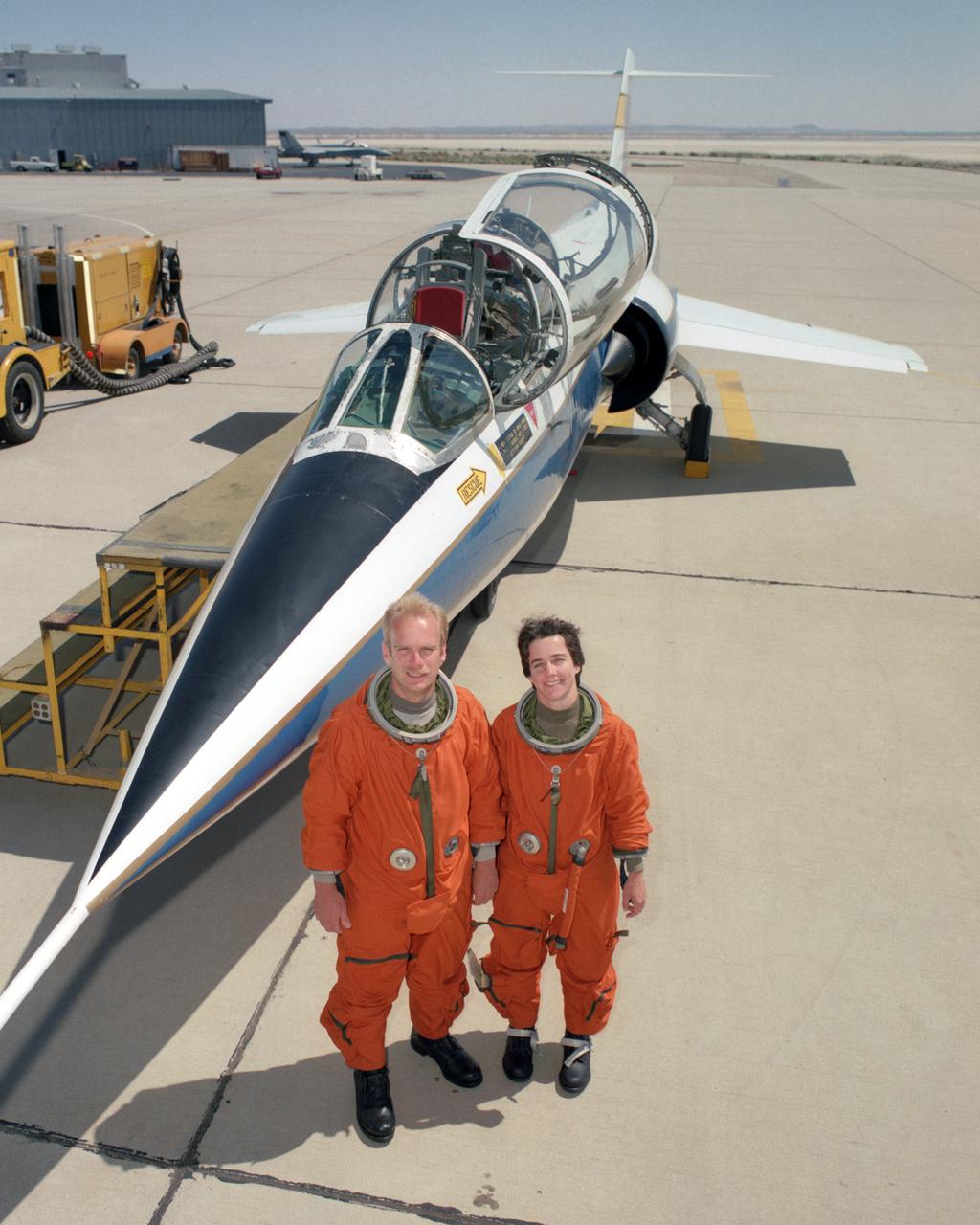 Flight test engineers Bob Meyer and Marta Bohn-Meyer had the distinction of being the only married couple to both serve on flight status on this two-seat F-104 at NASA Dryden.