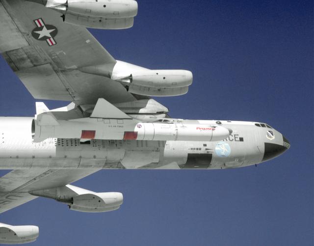 NASA image: Pegasus Mated to B-52 Mothership - First Flight