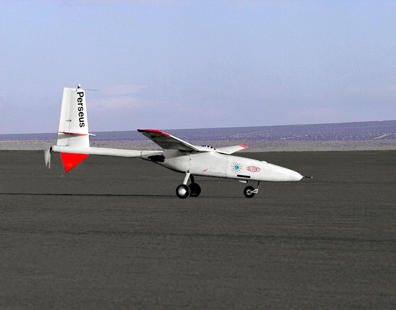 The Perseus proof-of-concept vehicle is seen here as it taxis on Rogers Dry Lake, adjacent the Dryden Flight Research Center, Edwards, California.