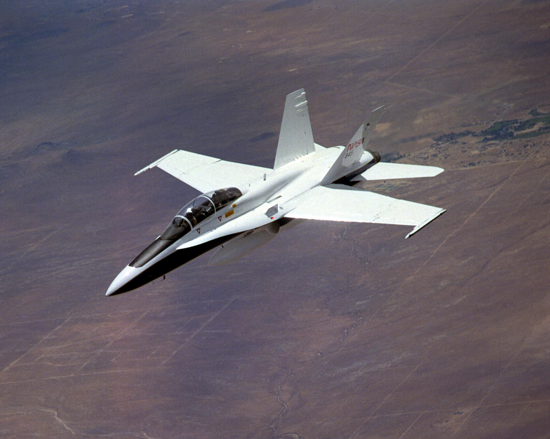 F-18 jet fighter in flight in California.