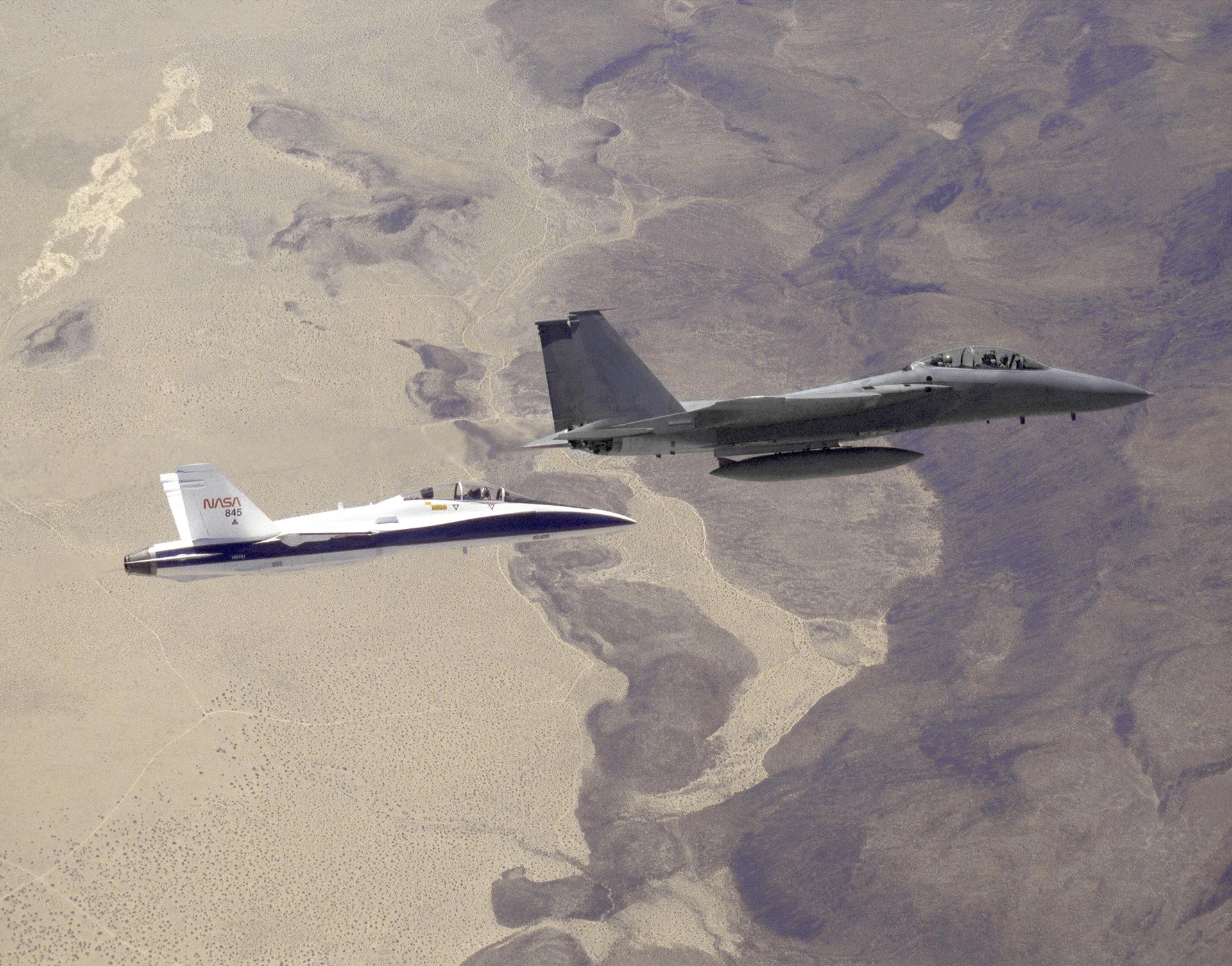 Two aircraft in flight.