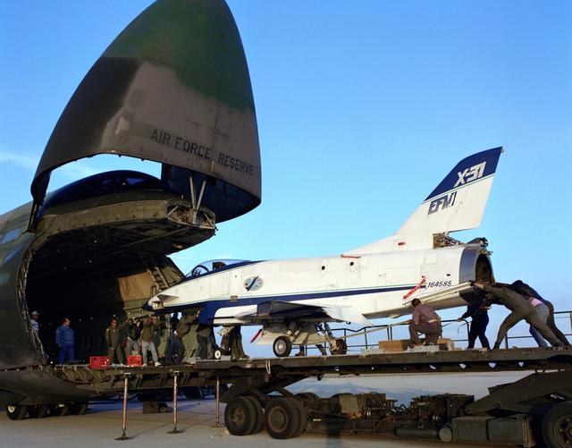 NASA image: X-31 Being Loaded into C-5 Cargo Plane