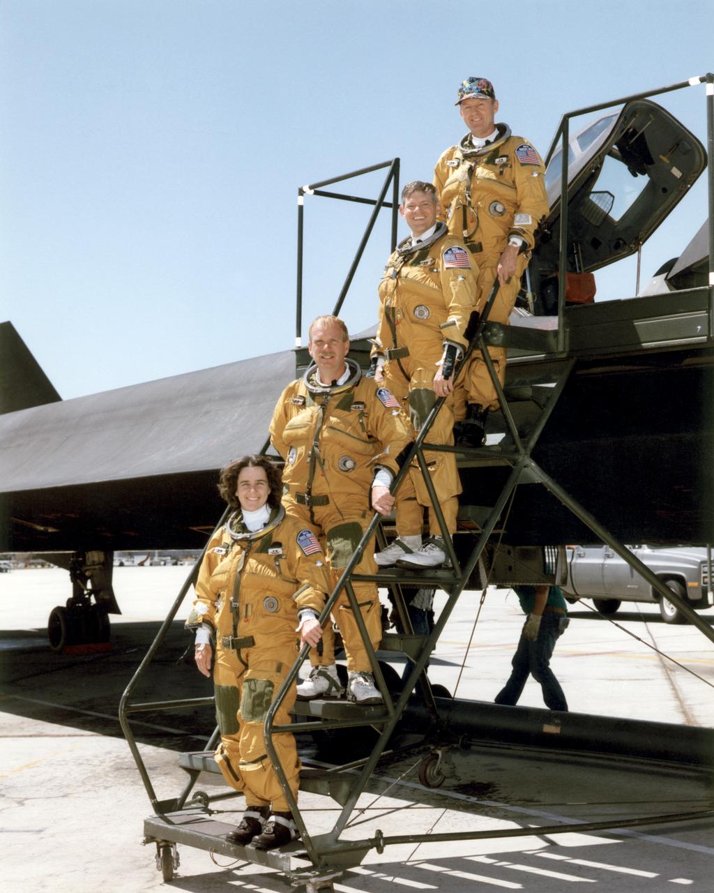 Flight engineers Marta Bohn-Meyer and Bob Meyer and pilots Ed Schneider and Rogers Smith flew the triple-sonic SR-71 in high-speed research experiments at NASA Dryden.