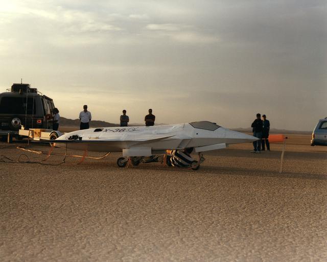NASA image: X-36 Being Prepared on Lakebed for First Flight