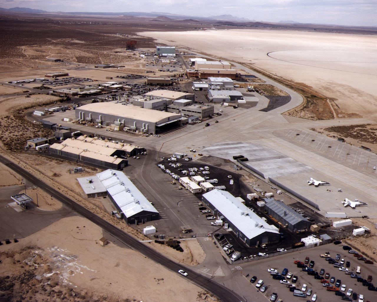 Aerial photo looking north over NASA Dryden Flight Research Center