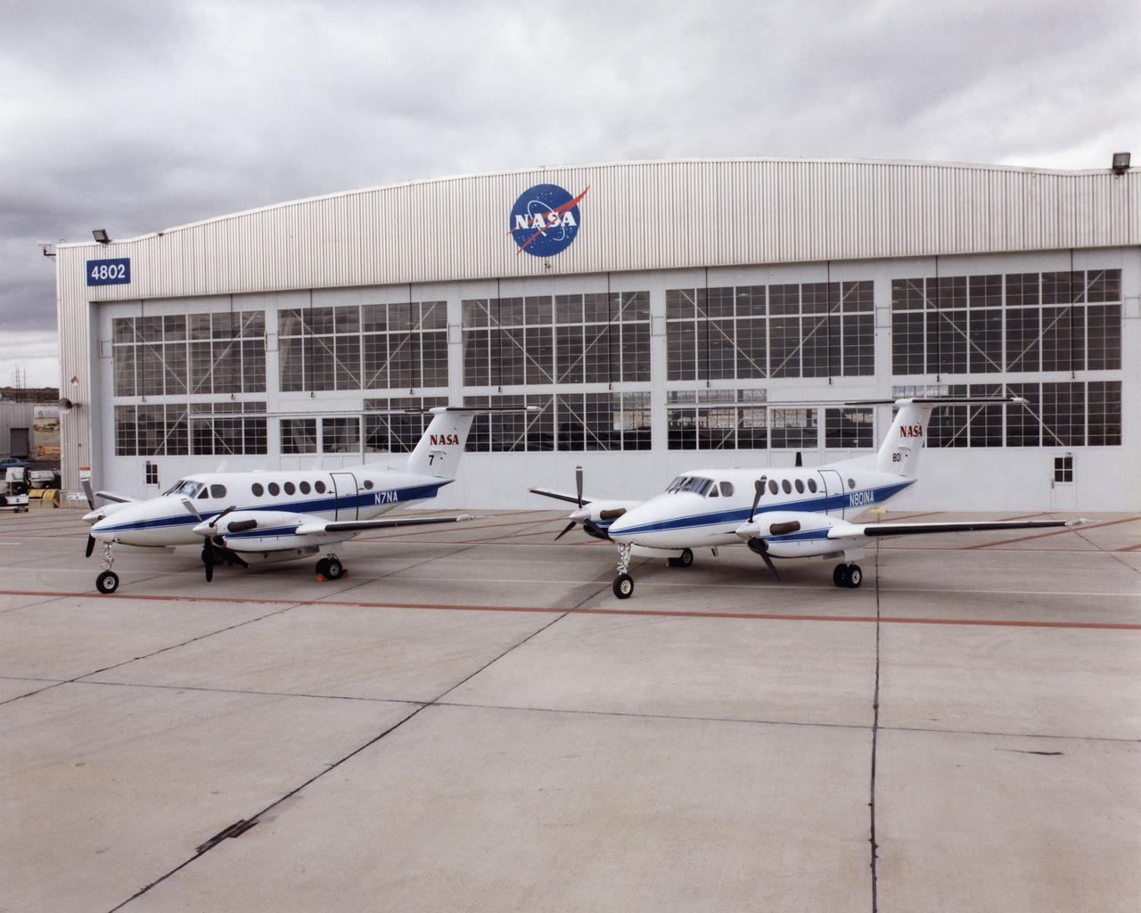 NASA N801NA and NASA 7 together on the NASA Dryden ramp.