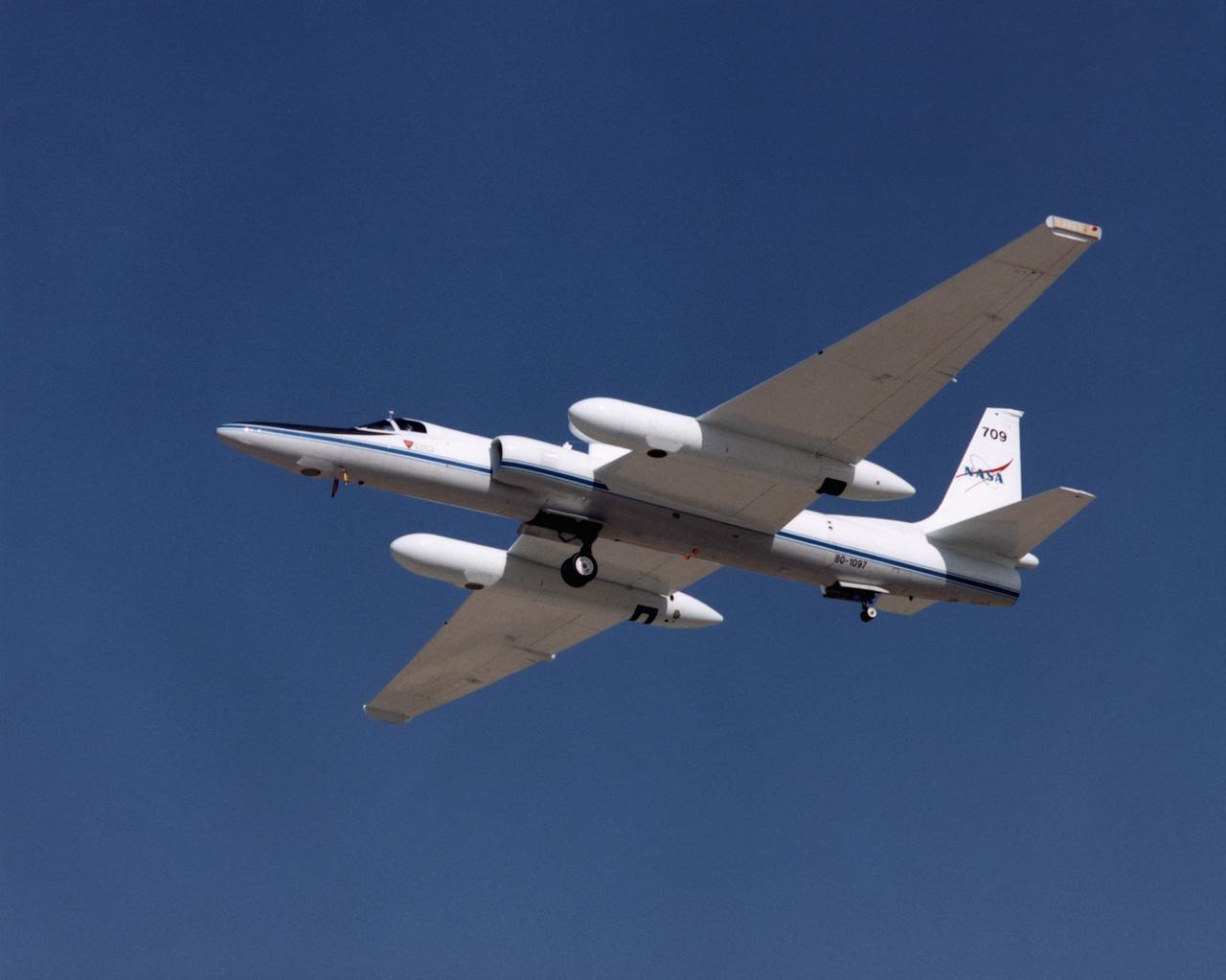ER-2 tail number 709, was one of two Airborne Science ER-2s used as science platforms by Dryden. The aircraft were platforms for a variety of high-altitude science missions flown over various parts of the world. They were also used for earth science and atmospheric sensor research and development, satellite calibration and data validation. 