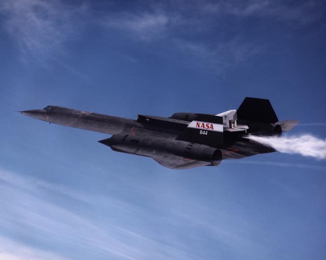 NASA image: Linear Aerospike SR-71 Experiment (LASRE) dumps water after first in-flight cold flow test