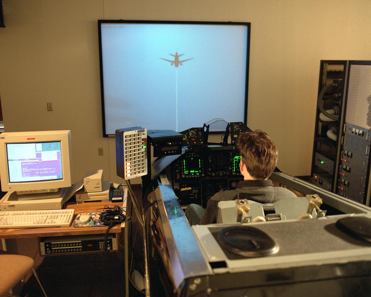 Pilot Mark Stucky in Eclipse Simulator