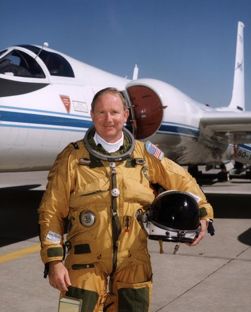 NASA image: Pilot James Barrilleaux with ER-2 aircraft on ramp