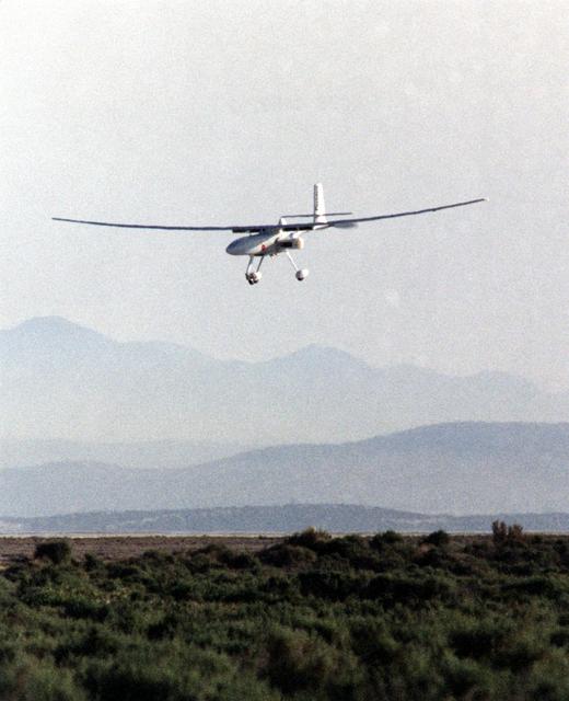 Perseus B Heads for Landing on Edwards AFB Runway
