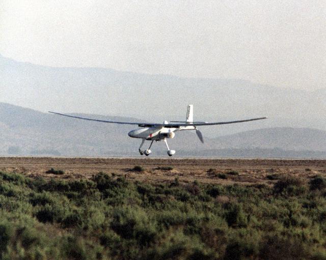 Perseus B Heads for Landing on Edwards AFB Runway