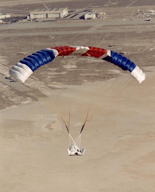 NASA image: X-38 Vehicle #132 in Flight Approaching Landing during First Free Flight