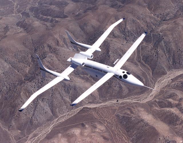 NASA image: ERAST Program Proteus Aircraft in Flight over the Mojave Desert in California