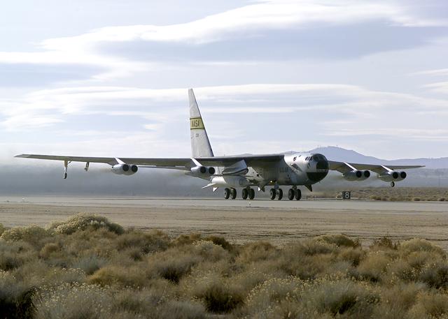 NASA image: Hitching a ride on NASA's B-52 mother ship, the X-43A scramjet performed a captive carry evaluation flight from Edwards Air Force Base, California, January 26, 2004