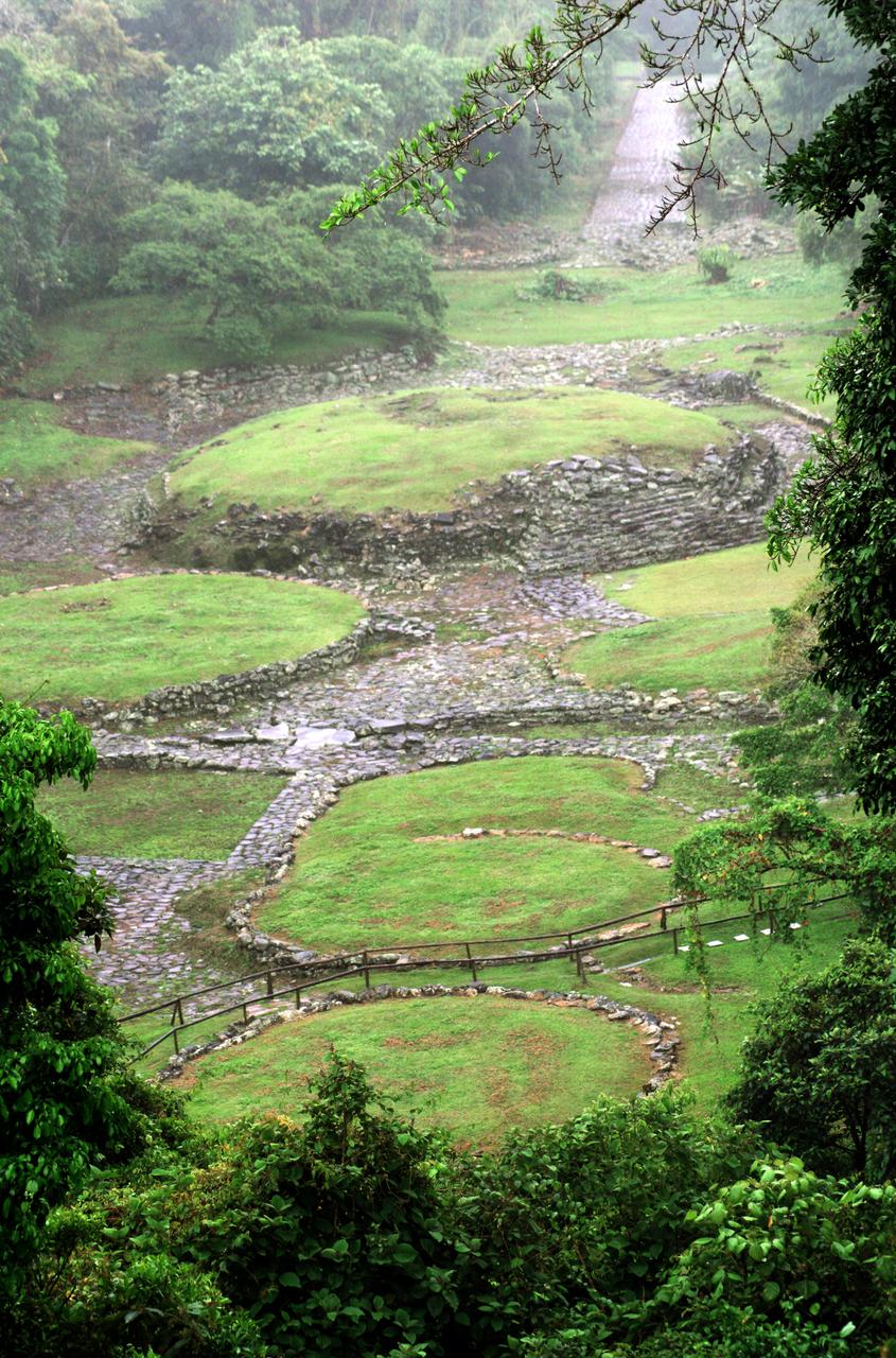 Pre-Columbian archaeological ruins are revealed through Costa Rican rain forest in this photo taken during NASA's AirSAR 2004 Mesoamerica campaign. AirSAR 2004 Mesoamerica is a three-week expedition by an international team of scientists that uses an all-weather imaging tool, called the Airborne Synthetic Aperture Radar (AirSAR) which is located onboard NASA's DC-8 airborne laboratory. The radar, developed by NASA's Jet Propulsion Laboratory, can penetrate clouds and also collect data at night. Its high-resolution sensors operate at multiple wavelengths and modes, allowing AirSAR to see beneath treetops, through thin sand, and dry snow pack. Much of the archaeological evidence needed to understand Pre-Columbian societies in Central America comes from features on the landscape. Difficult terrain and logistics have limited ground data collection.  AirSAR helped to detect signs of ancient civilizations hidden beneath the forest. Its images will shed insights into the way modern humans interact with their landscape, and how ancient peoples lived and what became of their civilizations.