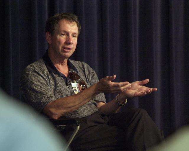 NASA image: New NASA Administrator Michael Griffin makes a point during a town hall meeting with NASA Dryden employees on Tuesday, May 24, 2005