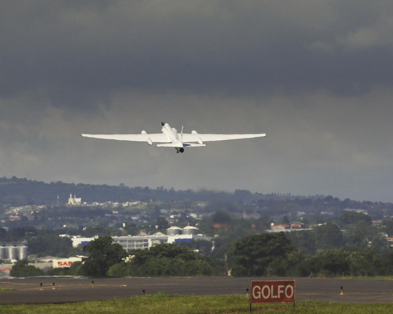 The NASA ER-2 airplane flew over hurricane Dennis as part of the Tropical Cloud Systems and Processes "TSCP" Mission.  This 28-day field mission sponsored by NASA's Science Mission Directorate is studying the bursting conditions for tropical storms, hurricanes and related phenomena.  The flight originated from TSCP's base-of-operations in San Juan Santa Maria airport in San Jose, Costa Rica. Photo Credit: "NASA/Bill Ingalls"