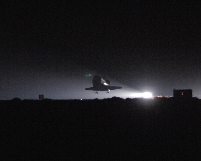 Space Shuttle Discovery landed at NASA's Dryden Flight Research Center at 5:11 a.m., following the very successful 14-day STS-114 return to flight mission