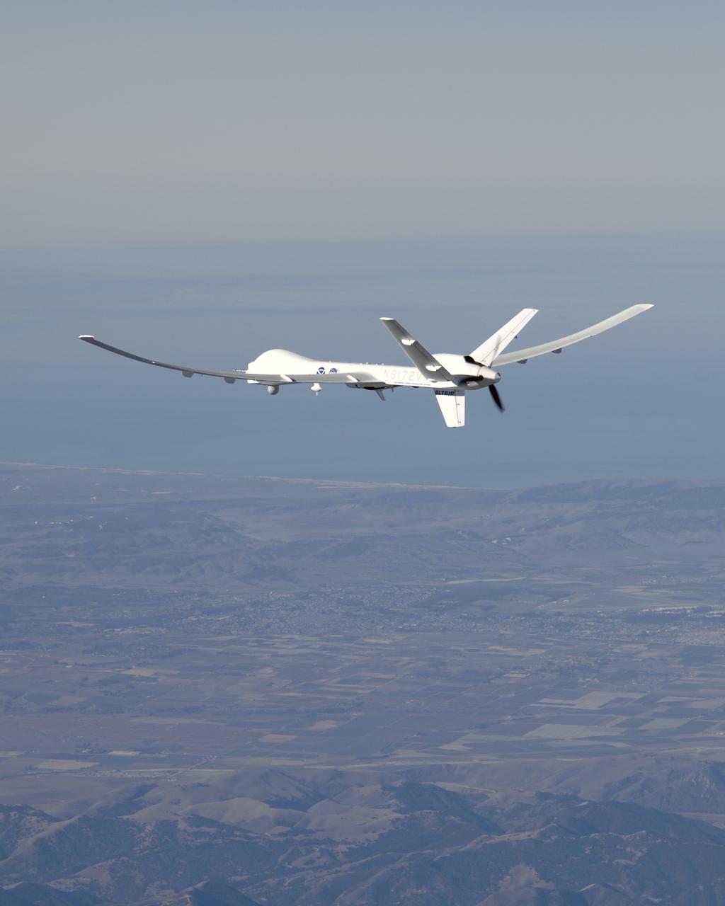 General Atomics' uninhabited Altair flew a NOAA/NASA coastal mapping, mammal observation and marine monitoring mission off the California coast in late 2005.