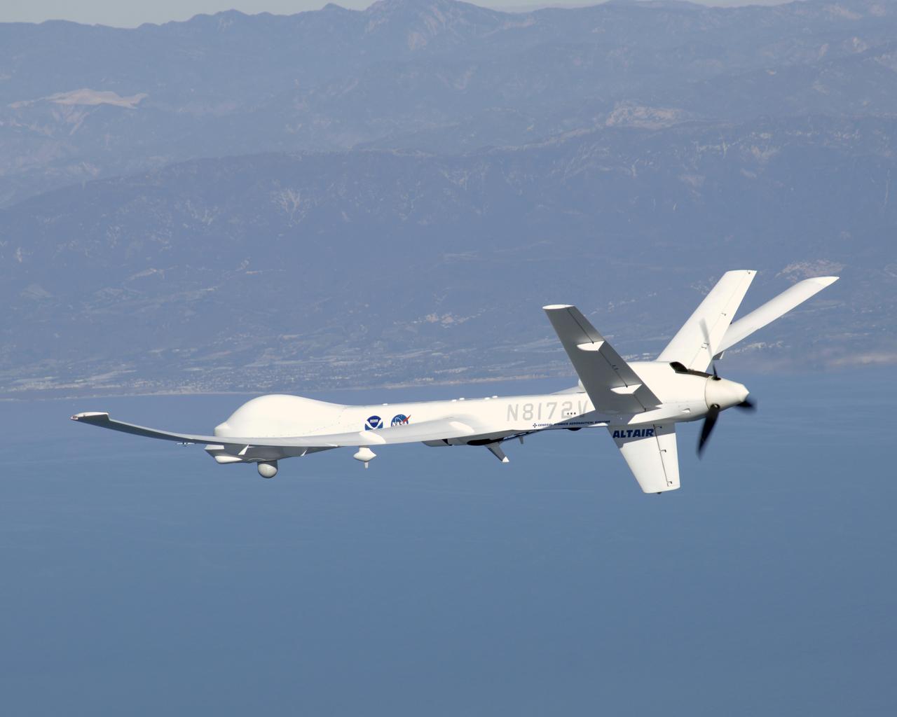 General Atomics' uninhabited Altair flew a NOAA/NASA coastal mapping, mammal observation and marine monitoring mission off the California coast in late 2005.