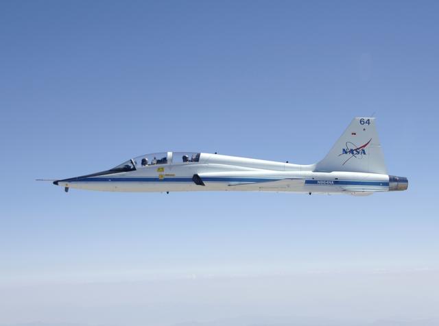 NASA Dryden's T-38 Talon trainer aircraft in flight near Edwards Air Force Base