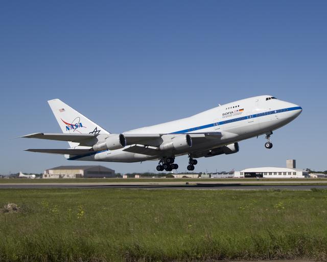 NASA image: The NASA and German Aerospace Center SOFIA airborne infrared observatory took flight for the first time April 26, 2007, from its modification center in Waco, TX