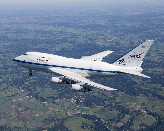 NASA image: This inflight photo was taken during the first flight of the NASA and German Aerospace Center SOFIA airborne infrared observatory 747SP on April 26, 2007