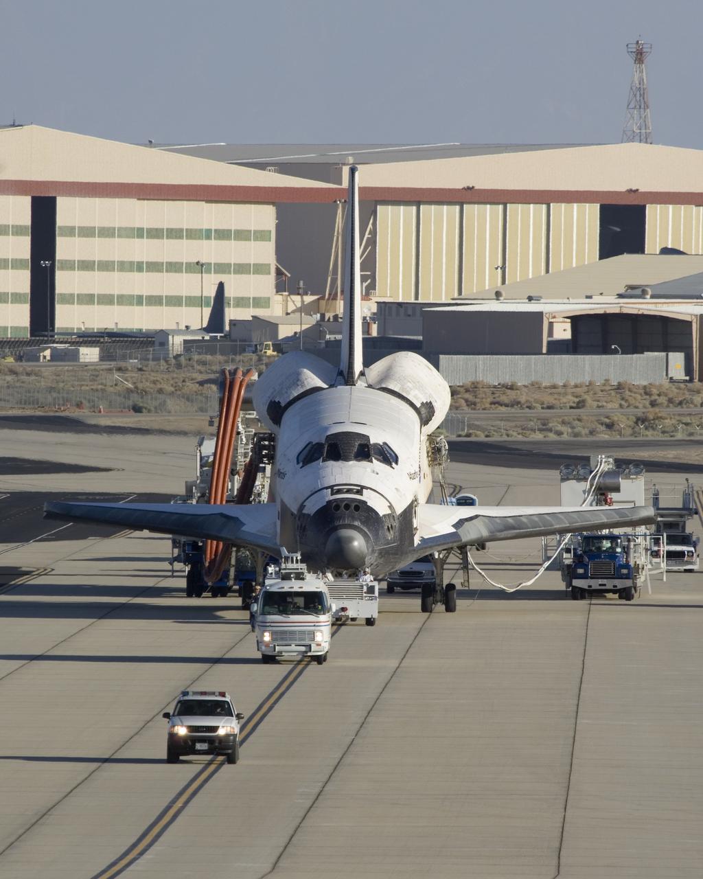 Space Shuttle Atlantis descended to a smooth landing at Edwards Air Force Base, Calif., concluding a successful assembly mission to the International Space Station. With Commander Rick Sturckow and Pilot Lee Archambault at the controls, Atlantis landed at 12:49 p.m. PDT on June 22, 2007. Atlantis launched June 8, 2007, and arrived at the International Space Station on June 10. While at the orbital outpost, the crew installed the Starboard 3 and 4 truss segment and conducted four spacewalks to activate it. During the third spacewalk, the crew repaired an out of position thermal blanket on the left orbital maneuvering system pod.  Atlantis also delivered a new station crew member, Flight Engineer Clayton Anderson. He replaced astronaut Suni Williams, who is the new record holder for a long-duration single spaceflight for a woman. She arrived at the station in December of 2006 with STS-116.  STS-117 is the 118th shuttle mission and 21st mission to visit the space station.