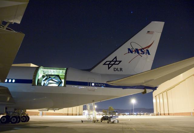 NASA image: The 2.5-meter infrared telescope in the rear fuselage of NASA's SOFIA flying observatory tracked the star Polaris during characterization tests in March 2008
