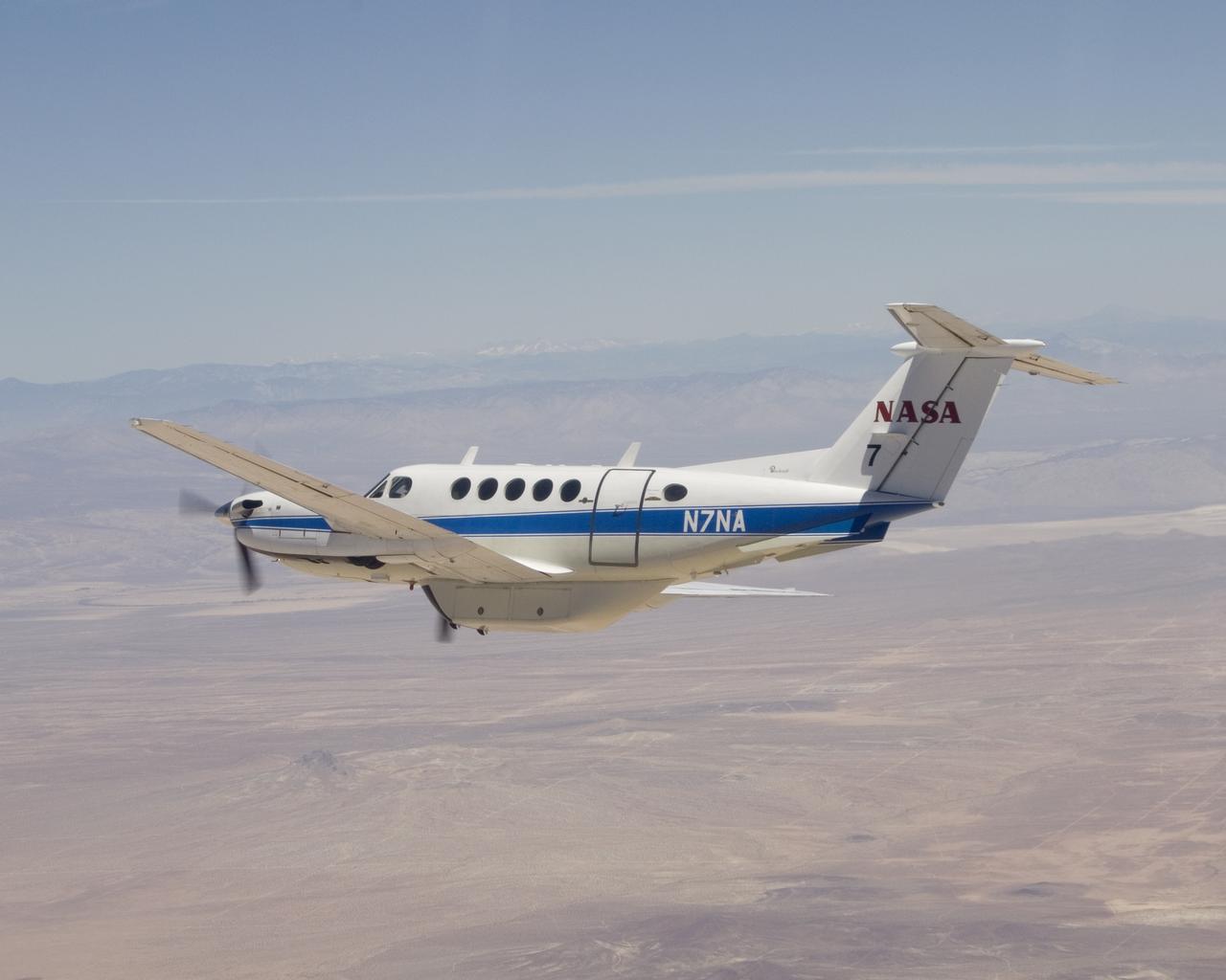 NASA's Dryden Flight Research Center operates this Beechcraft B-200 King Air N7NA for both pilot proficiency and mission management.