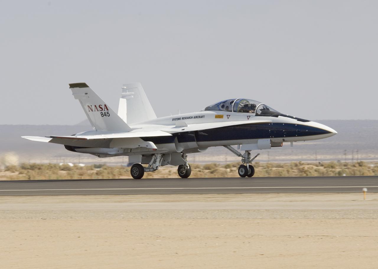 NASA research pilot Jim Smolka prepares to take off in NASA's F-18 Systems Research Aircraft for an External Vision System project flight.