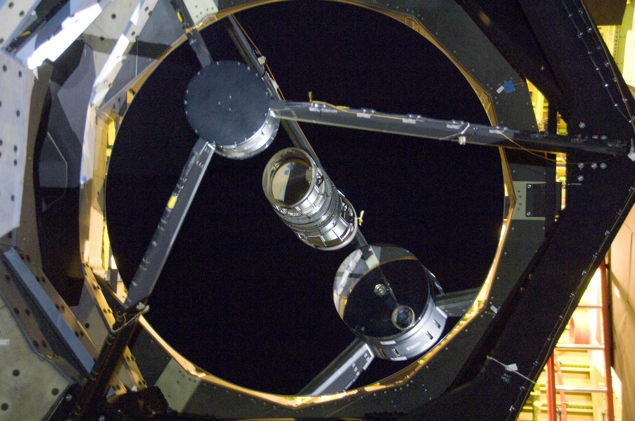 SOFIA’s telescope mirror is seen as it appears during a science mission.