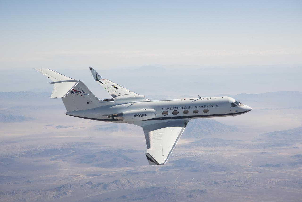 An Armstrong G-III aircraft carrying the Flexys© Adaptive Compliant Trailing Edge flap. The smooth transition between the flaps and wing reduced drag and noise.