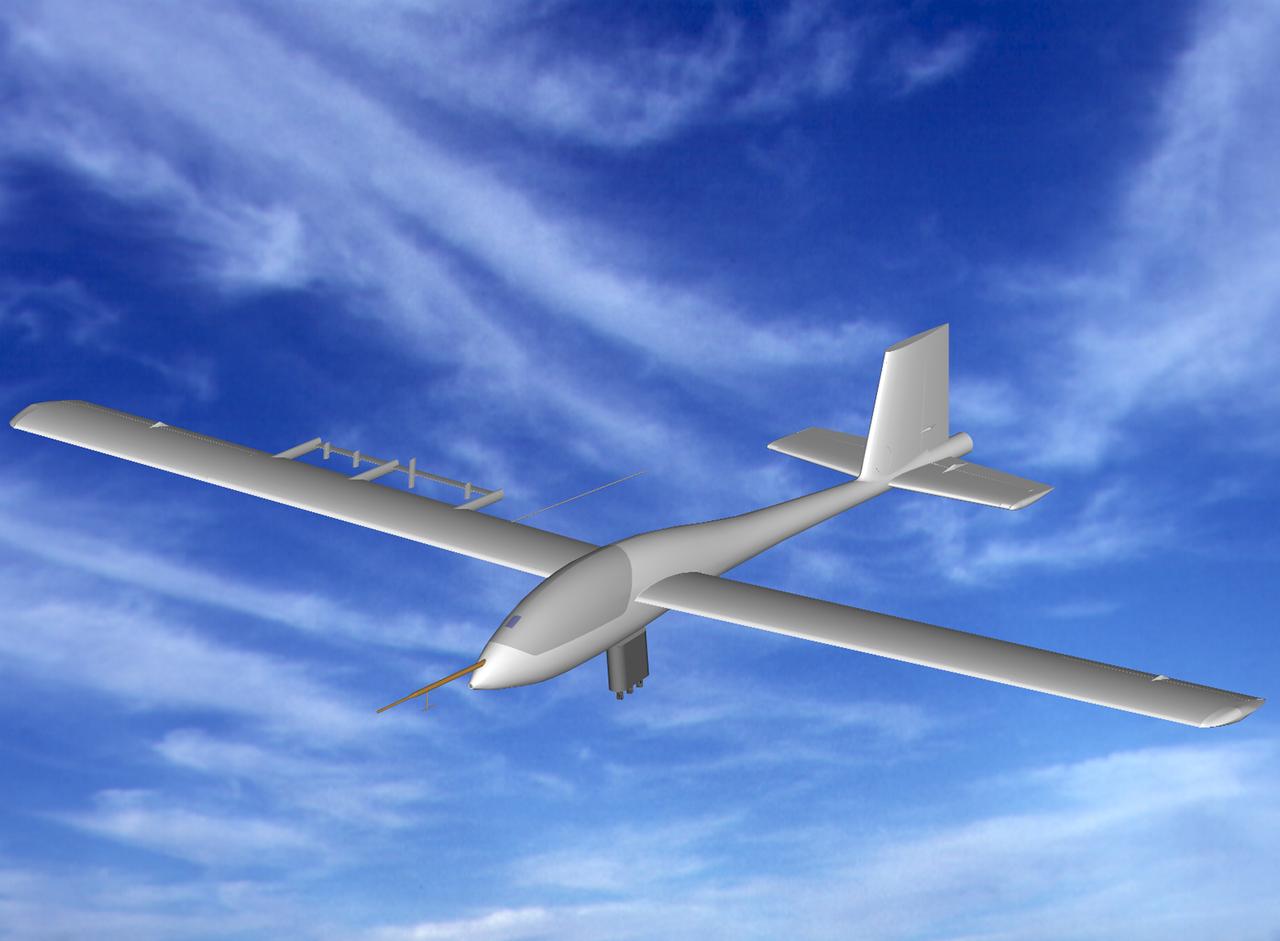 Computer generated image of Apex high-altitude research sailplane in flight