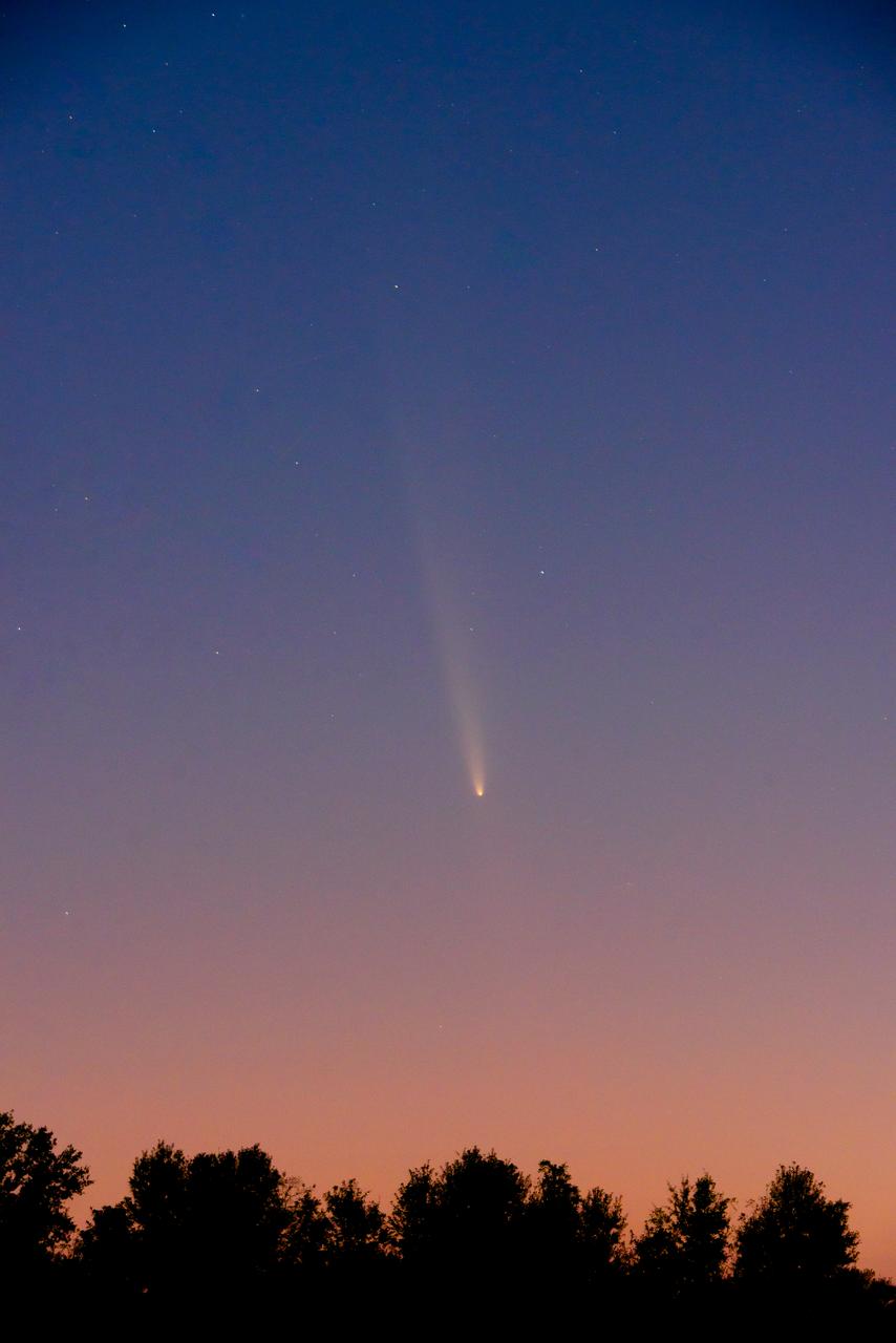 The Oort Cloud comet, called C/2023 A3 Tsuchinshan-ATLAS, passes over Southeast Louisiana near New Orleans, home of NASA’s Michoud Assembly Facility, Sunday, Oct. 13, 2024. The comet is making its first appearance in documented human history; it was last seen in the night sky 80,000 years ago. The Tsuchinshan-ATLAS comet made its first close pass by Earth in mid-October and will remain visible to viewers in the Northern Hemisphere just between the star Arcturus and planet Venus through early November.