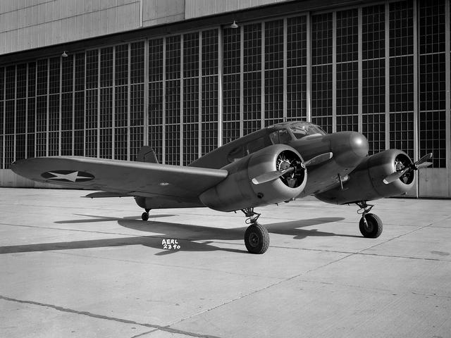 NASA image: Cessna UC–78 Bobcat at the Aircraft Engine Research Laboratory