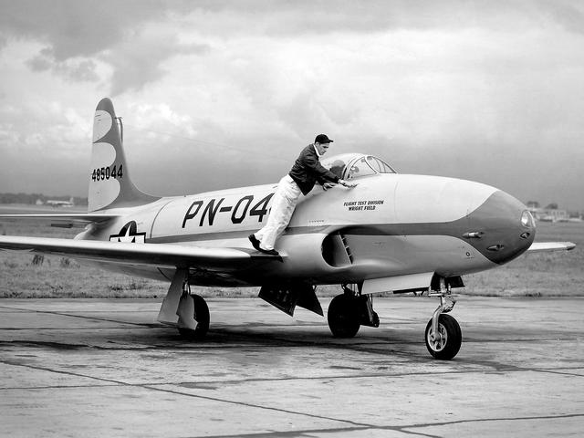 NASA image: Lockheed P-80 Shooting Star at the National Air Races in Cleveland, Ohio