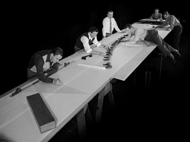 NASA image: Draftsmen Create a Blade Template in the Materials and Stresses Building