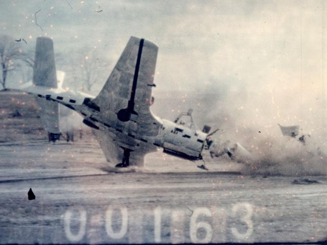 NASA image: McDonnell FH-1 Phantom Destroyed for the NACA Crash Fire Program