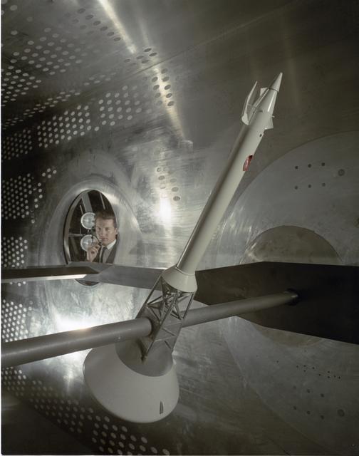 NASA image: .059 SCALE MODEL OF APOLLO LAUNCH ESCAPE SYSTEM