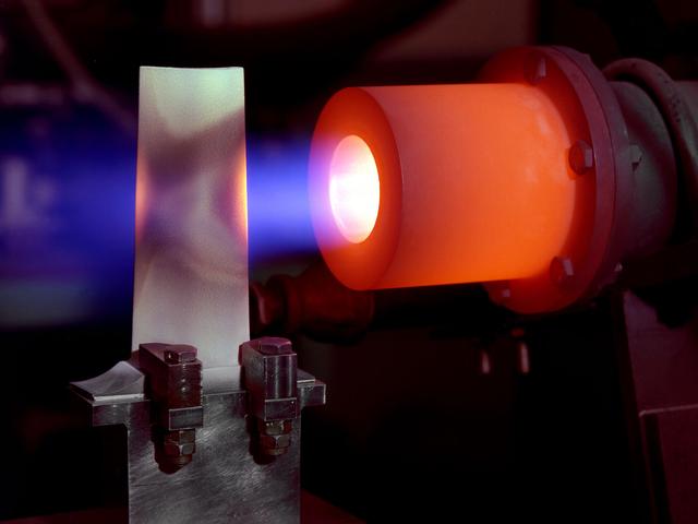NASA image: Stator Blade with Thermal Barrier Testing on Hot Gas Rig