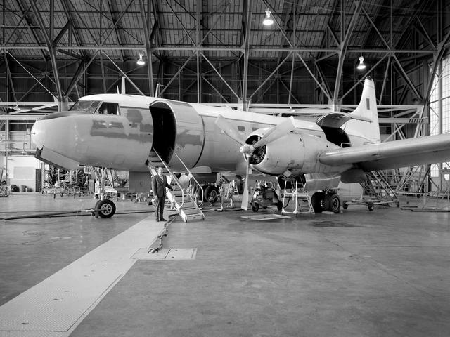 NASA image: Newly Acquired Gulfstream C-131B Samaritan in the Hangar