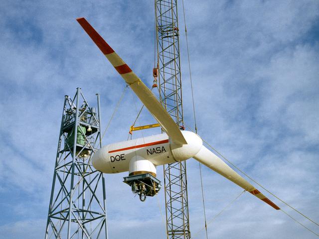 NASA image: Construction of a Mod-0A Wind Turbine in Clayton, New Mexico